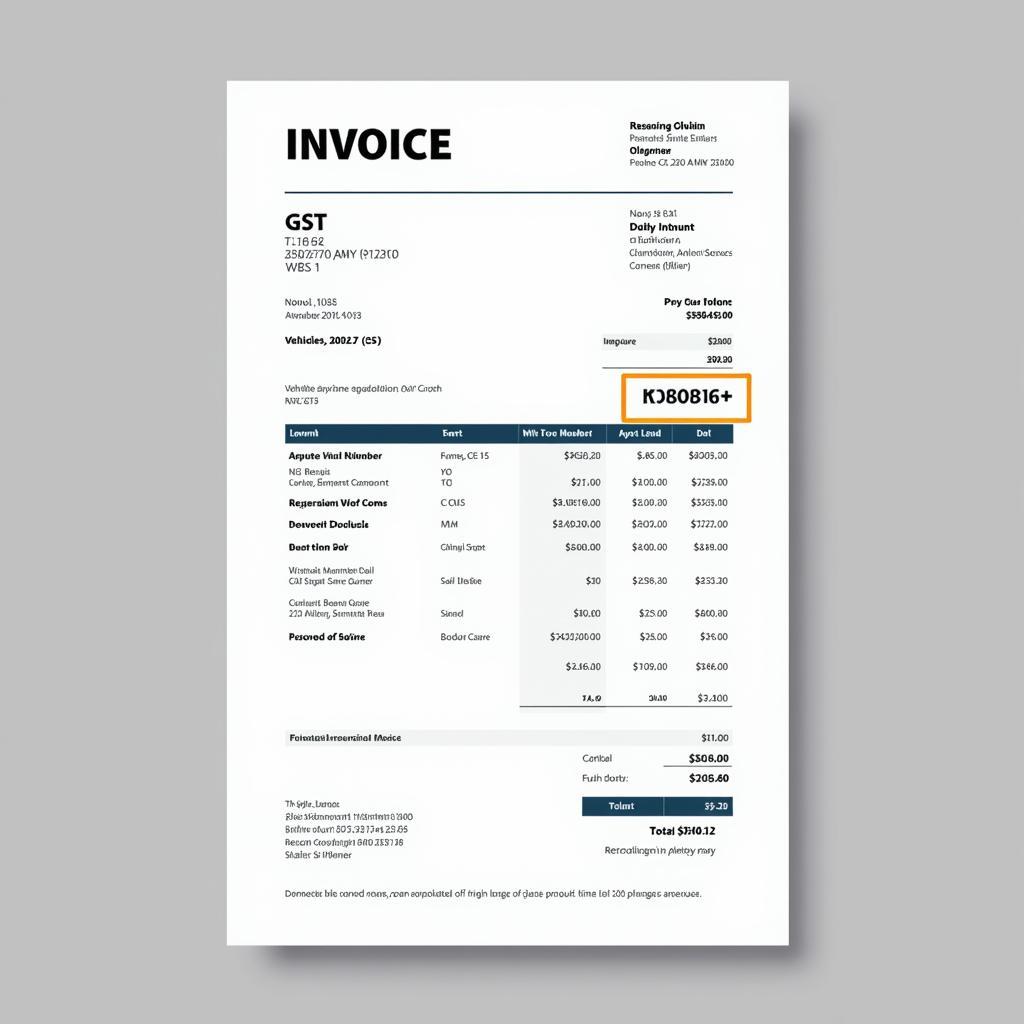 Car Repair Invoice for ITC Claim