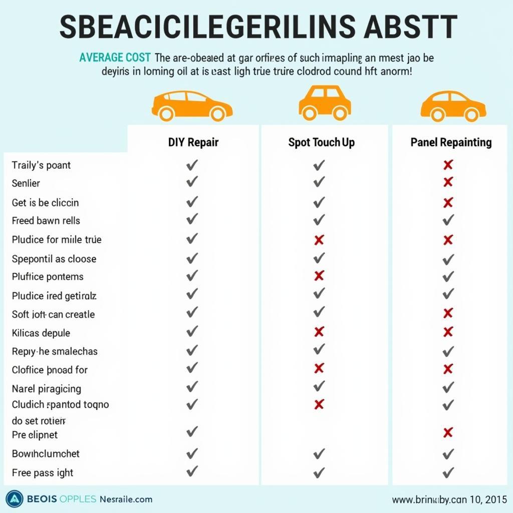 Car Scratch Repair Cost Comparison Chart