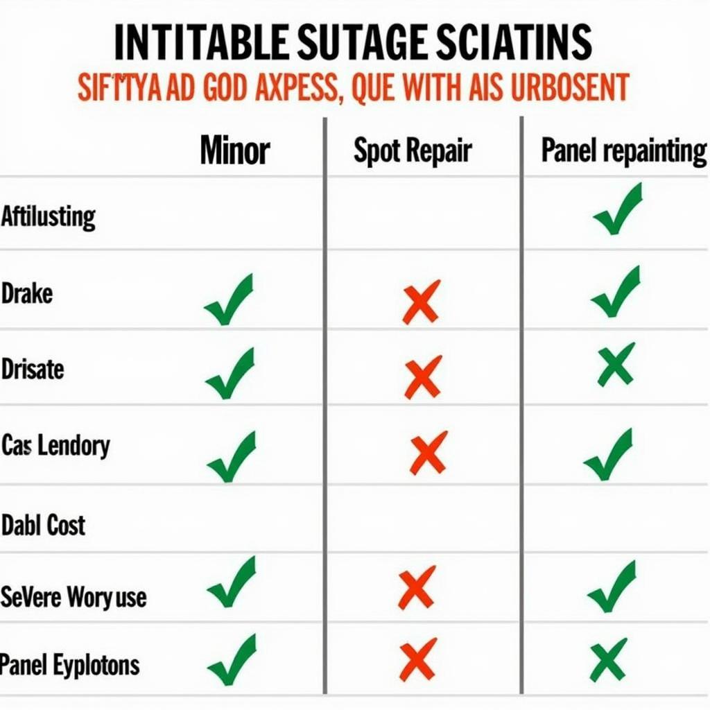 Car Scratch Repair Cost Comparison Chart