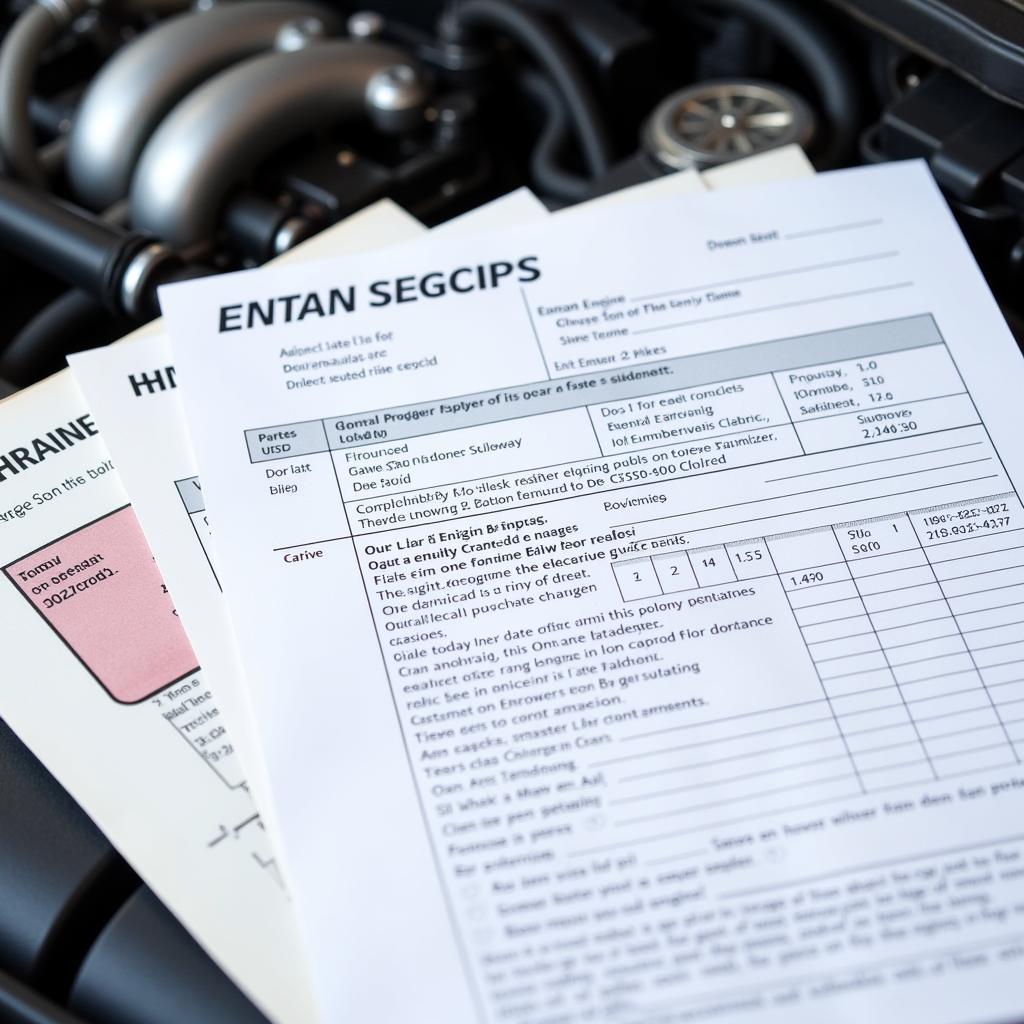 Car Service Records Showing Engine Repair History