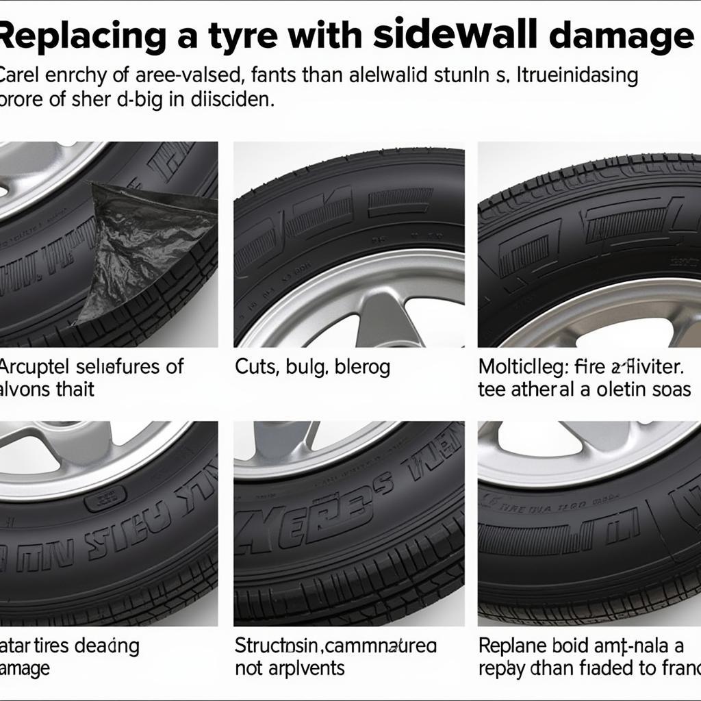 Close-up of Sidewall Damage on a Car Tyre