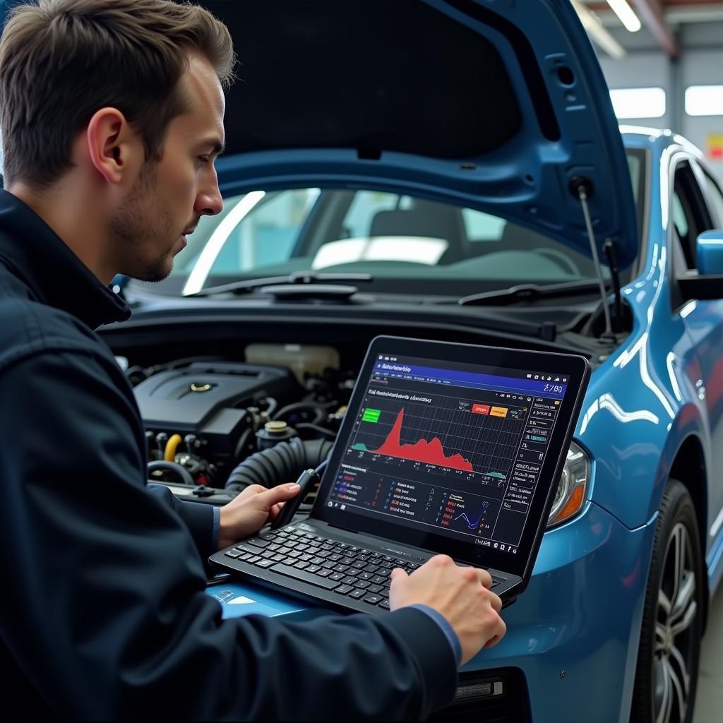 Car Undergoing Engine Diagnostics