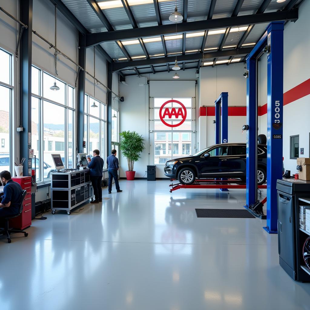 Car Undergoing Maintenance at AAA Service Center