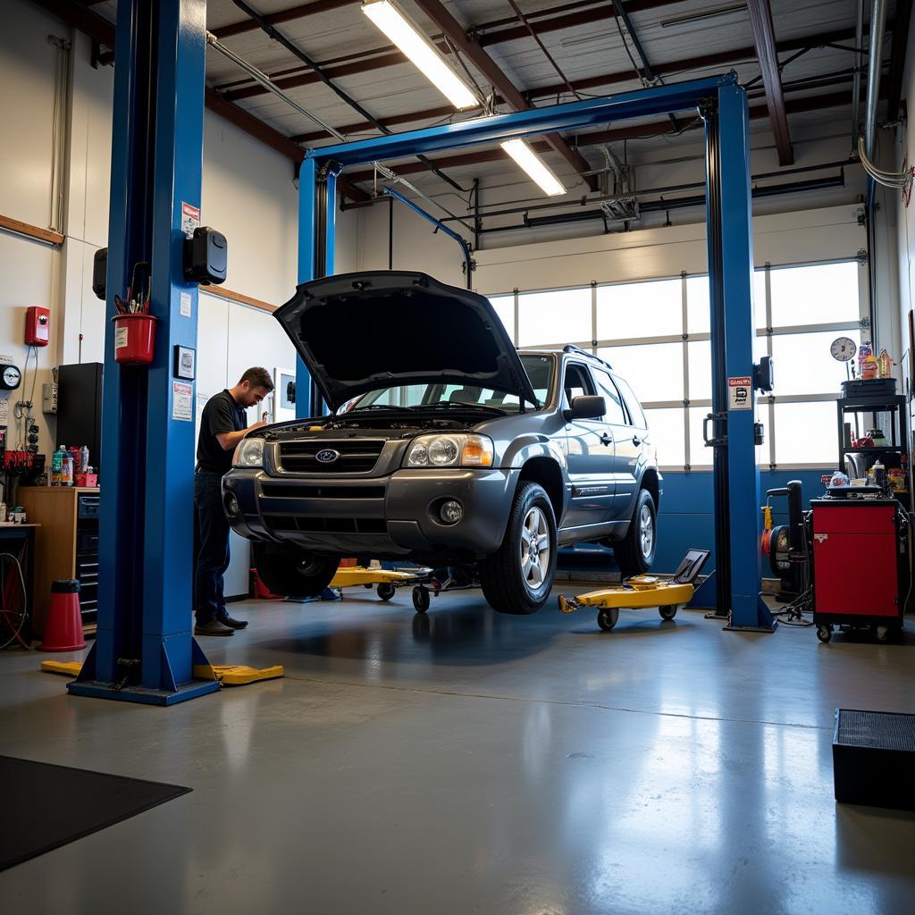 Car Undergoing Maintenance at an Auto Service Center in Shakopee, MN