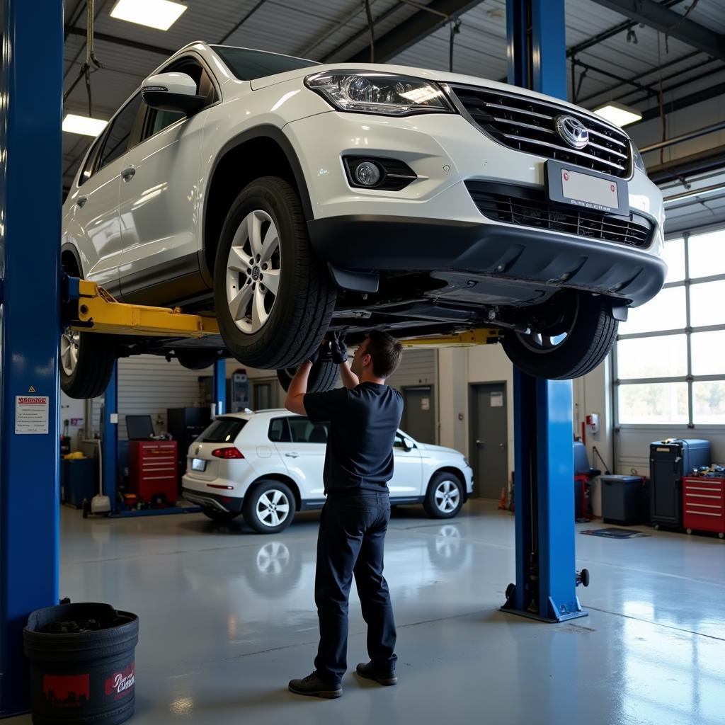 Car Undergoing Repair at Auto Service LaChute