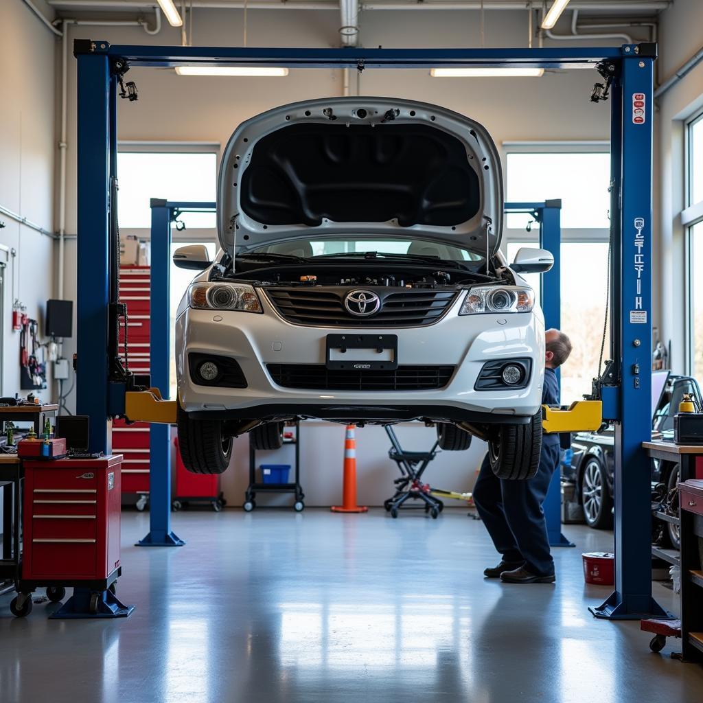 Car Undergoing Repair Service in Ridgefield, NJ