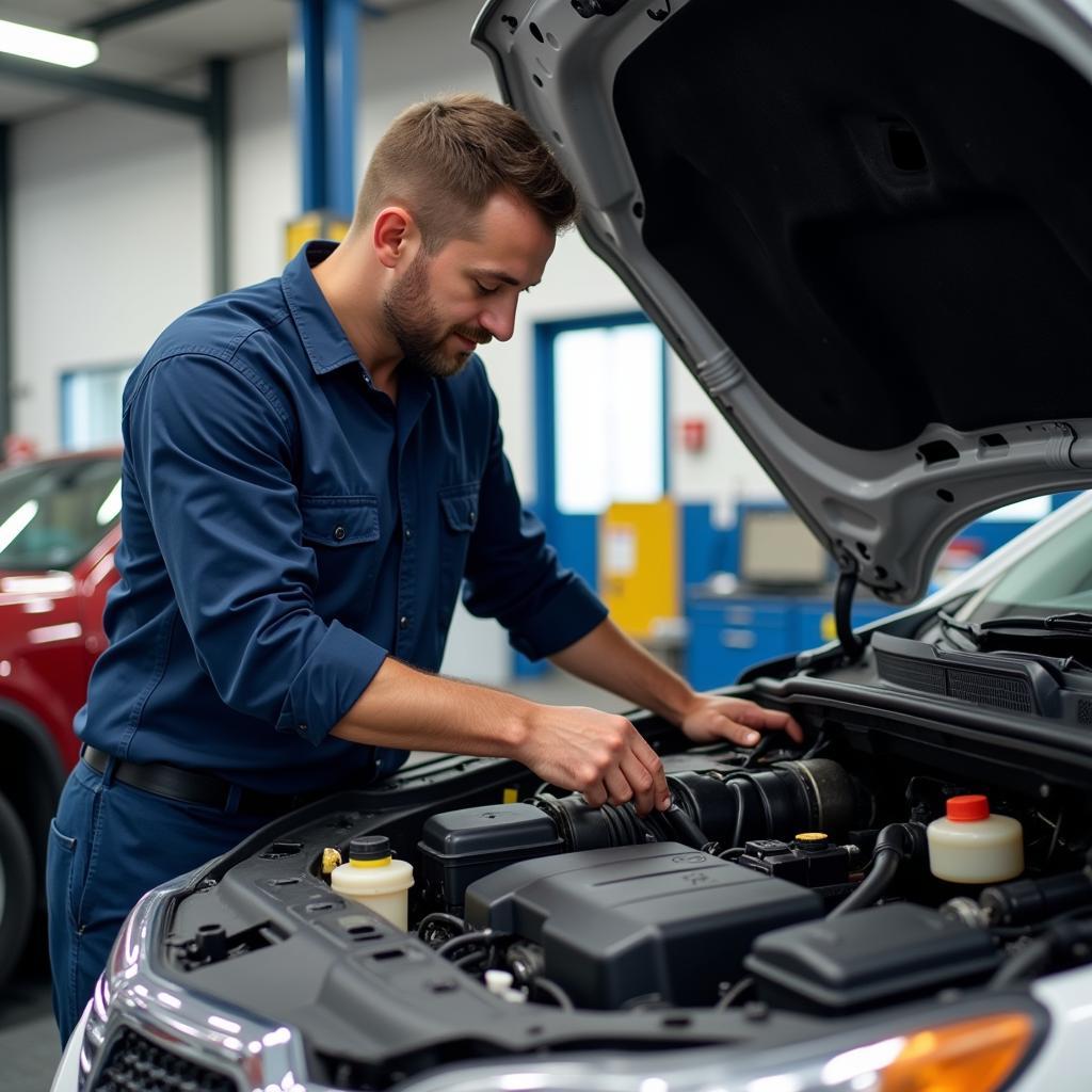 Mechanic Performing Routine Car Maintenance