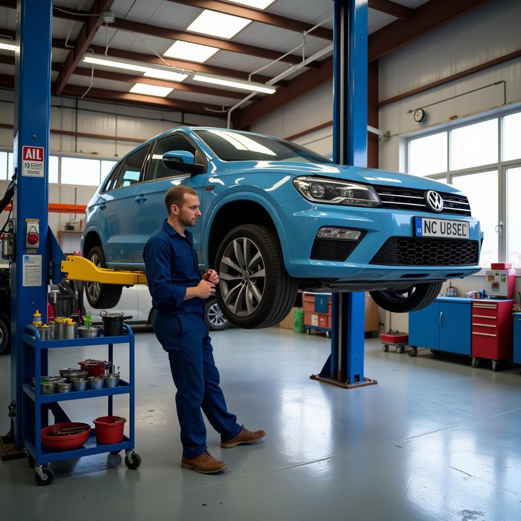 Car Undergoing Routine Maintenance Check-up