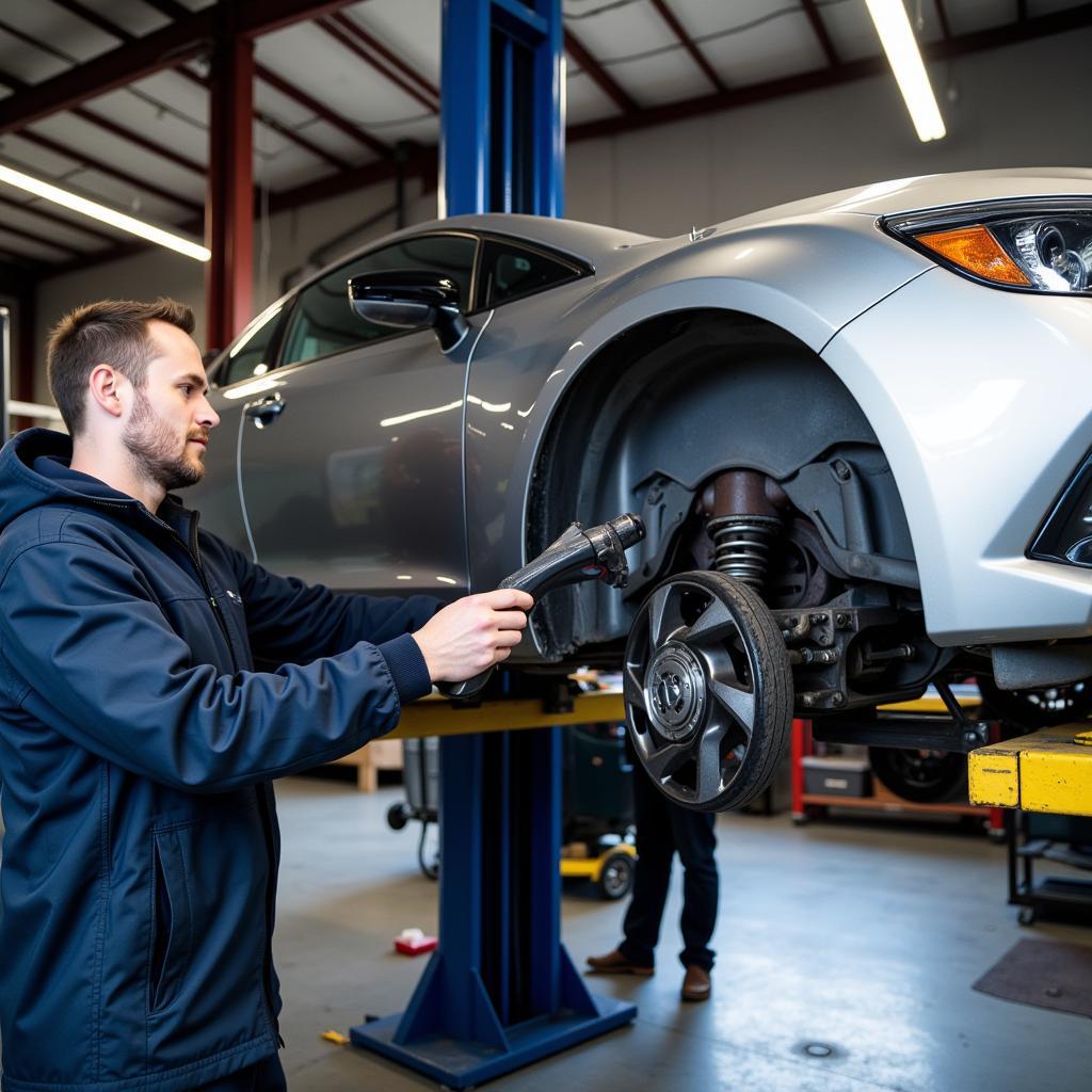 Car Undergoing Routine Maintenance Checkup