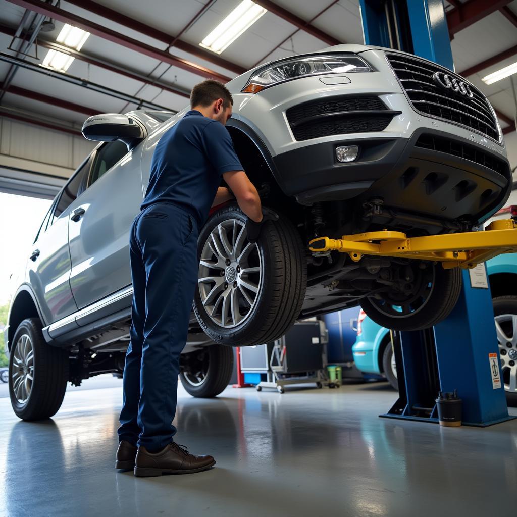 Car Undergoing Routine Maintenance Check-up