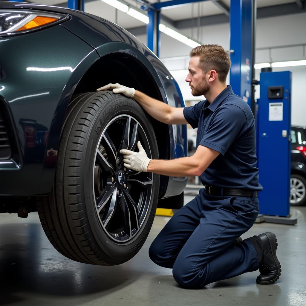 Car Undergoing Routine Maintenance Checkup