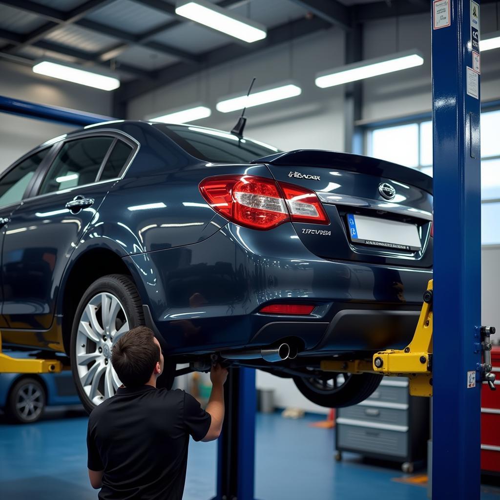 Car Undergoing Routine Maintenance Check