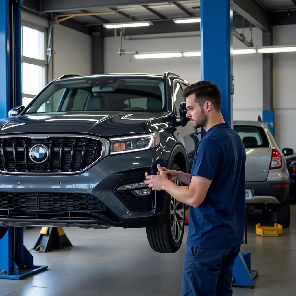 Car Undergoing Routine Maintenance Check at AST Auto Service Center