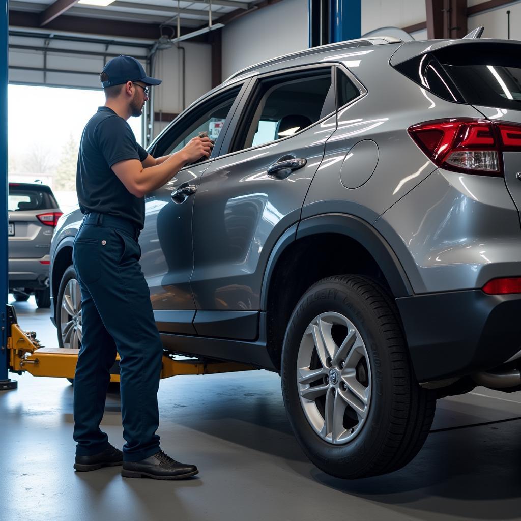 Car Undergoing Routine Maintenance and Checkup