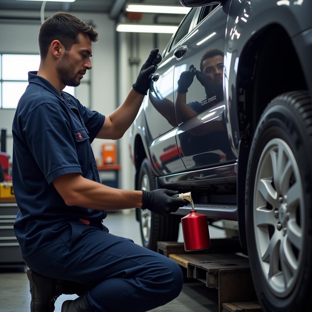 Car undergoing routine maintenance in Durham, NC