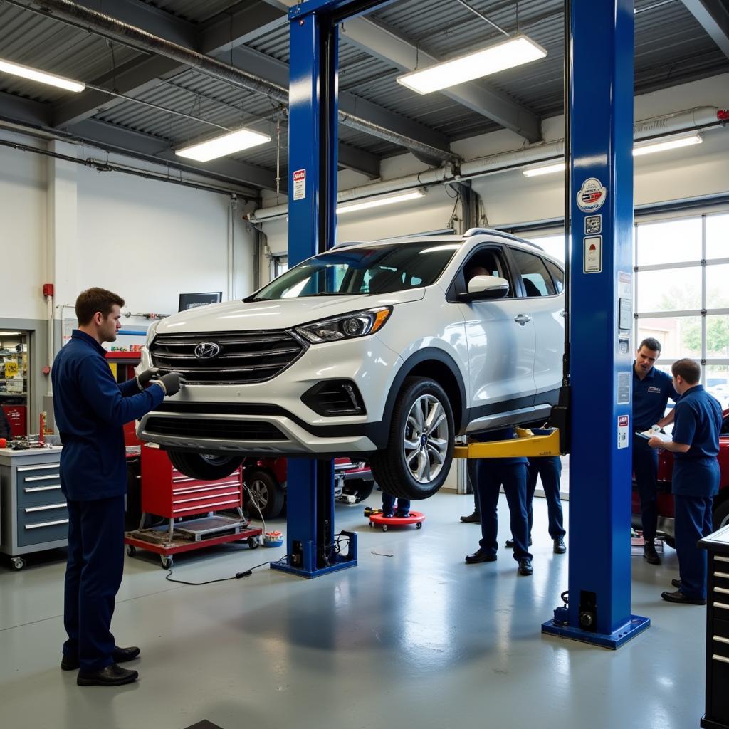 Car Undergoing Service at a Brisbane Auto Service Centre