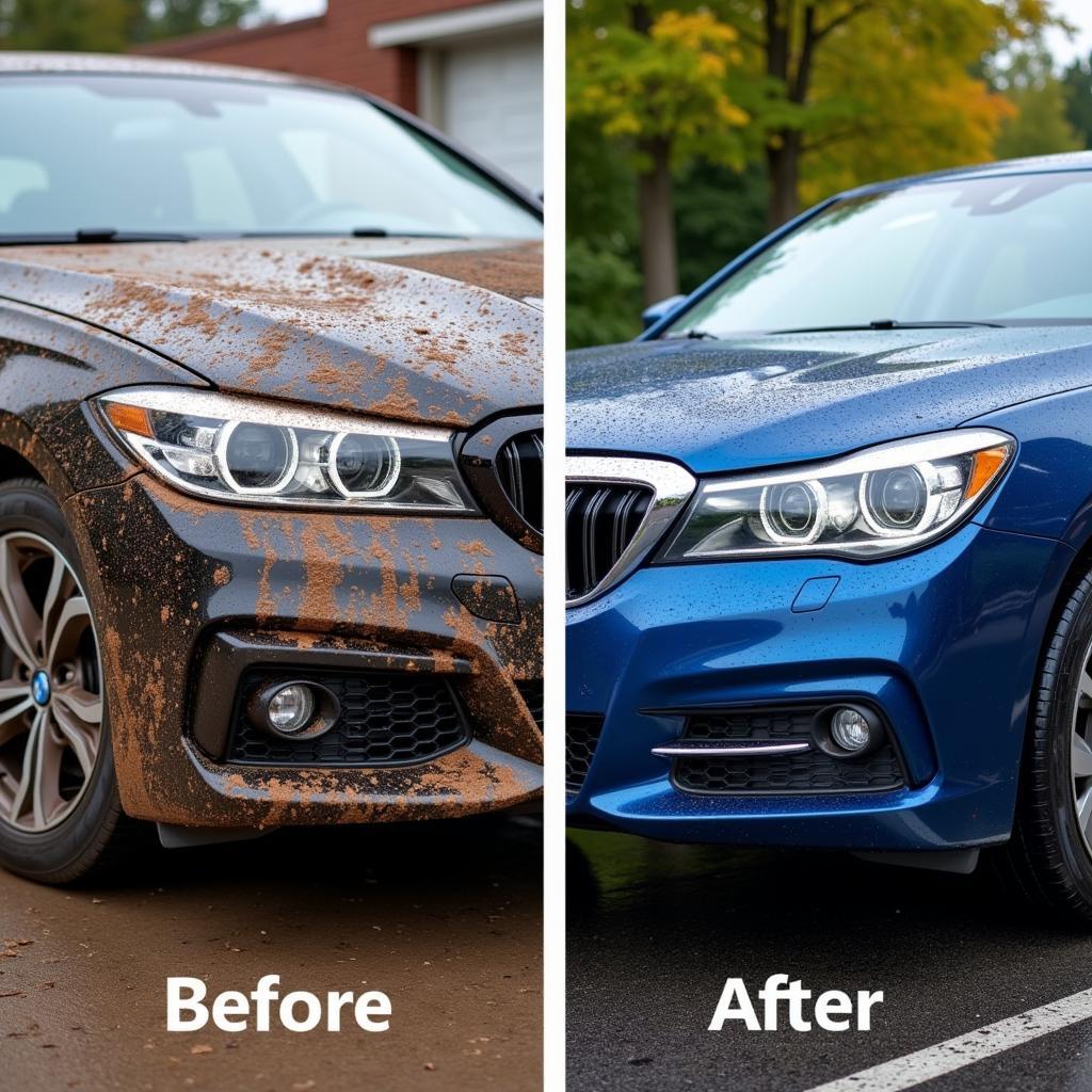 Car Before and After a Wash