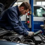 Mechanic Working on a Car at Carlos Auto Service Kensington