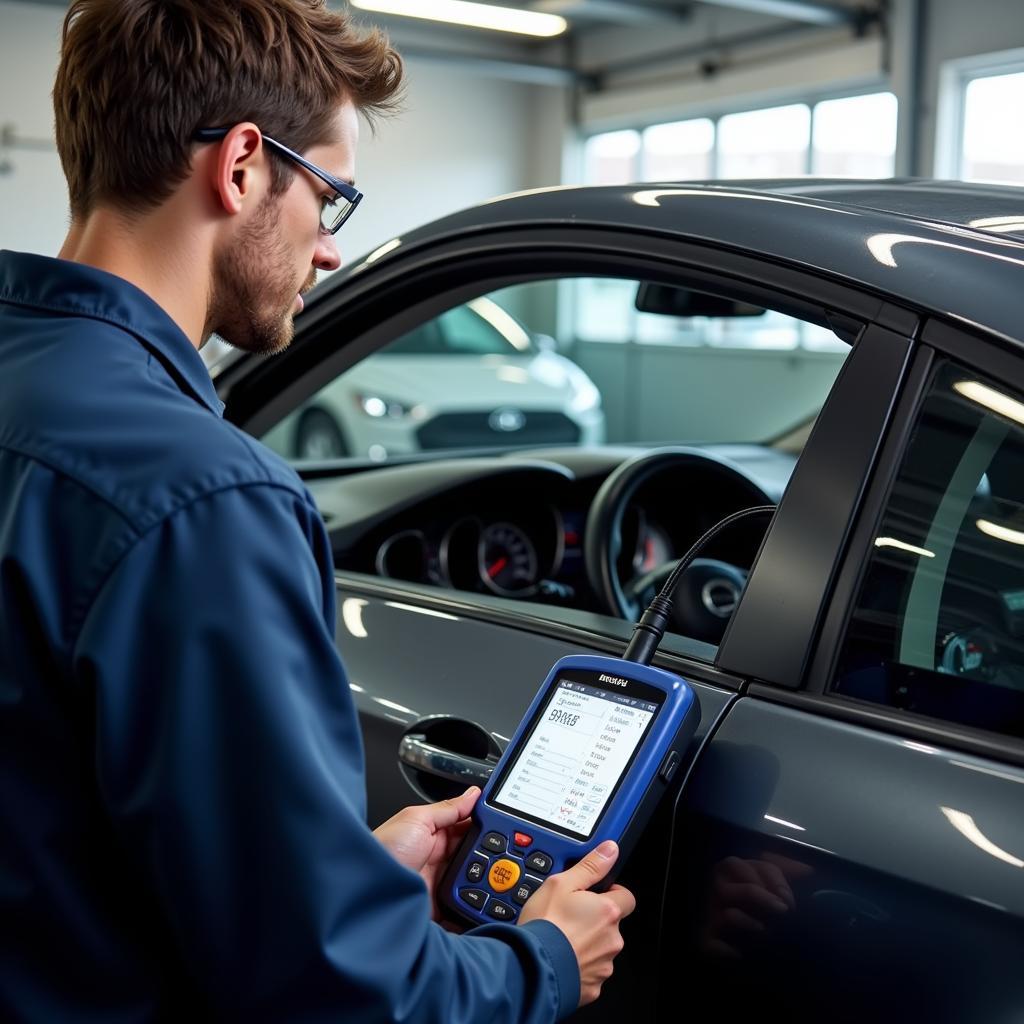 Carversville Auto Service Technician Performing Diagnostics