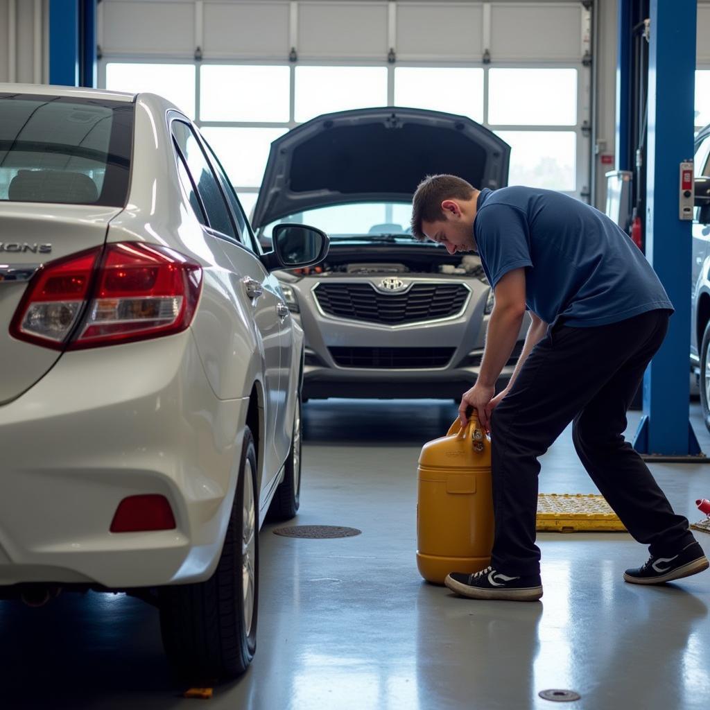 Routine car maintenance in a Cedar Rapids auto service shop