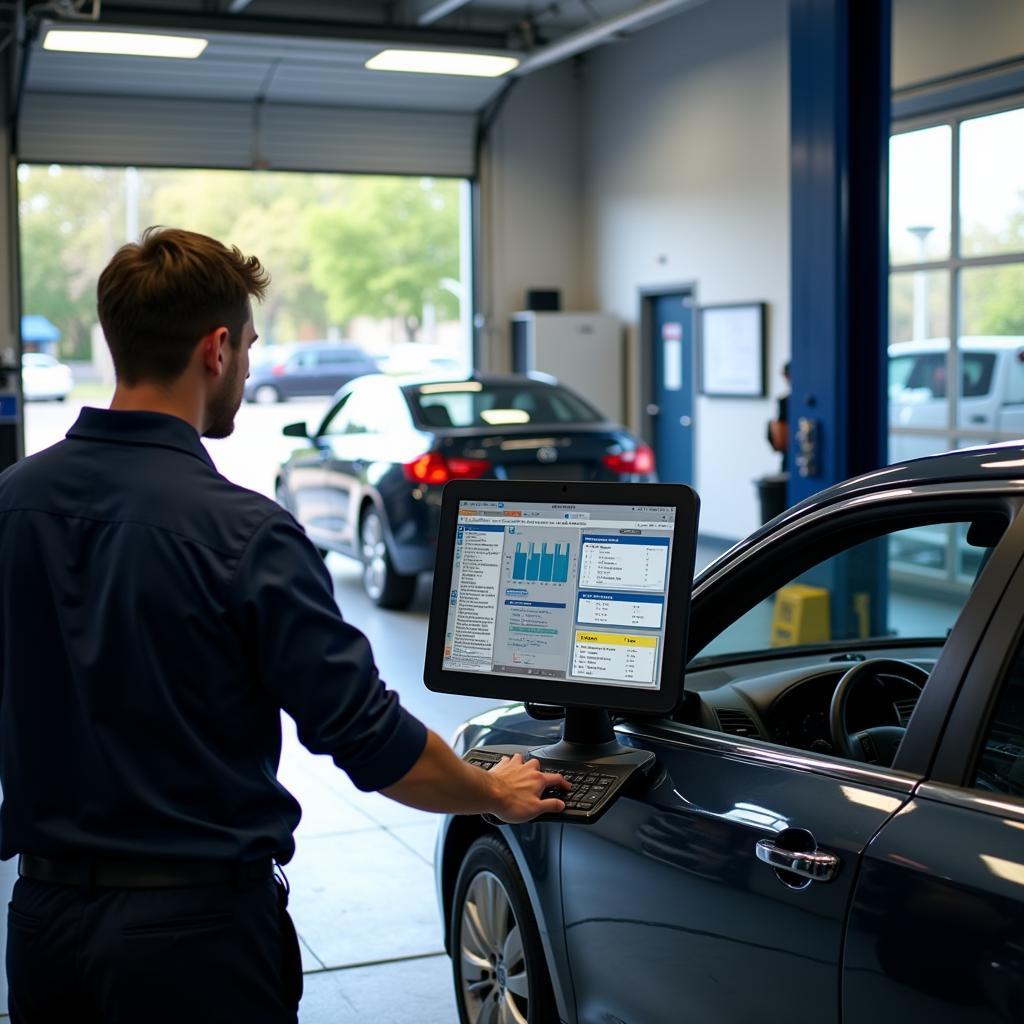 Modern Diagnostic Equipment in a Central Auto Service Center