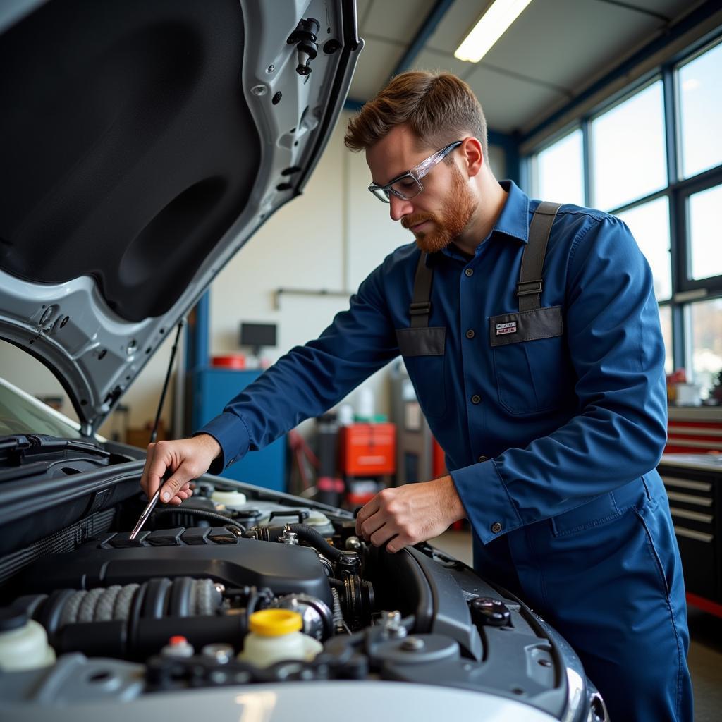 Certified Auto Master Mechanic Working on a Car Engine