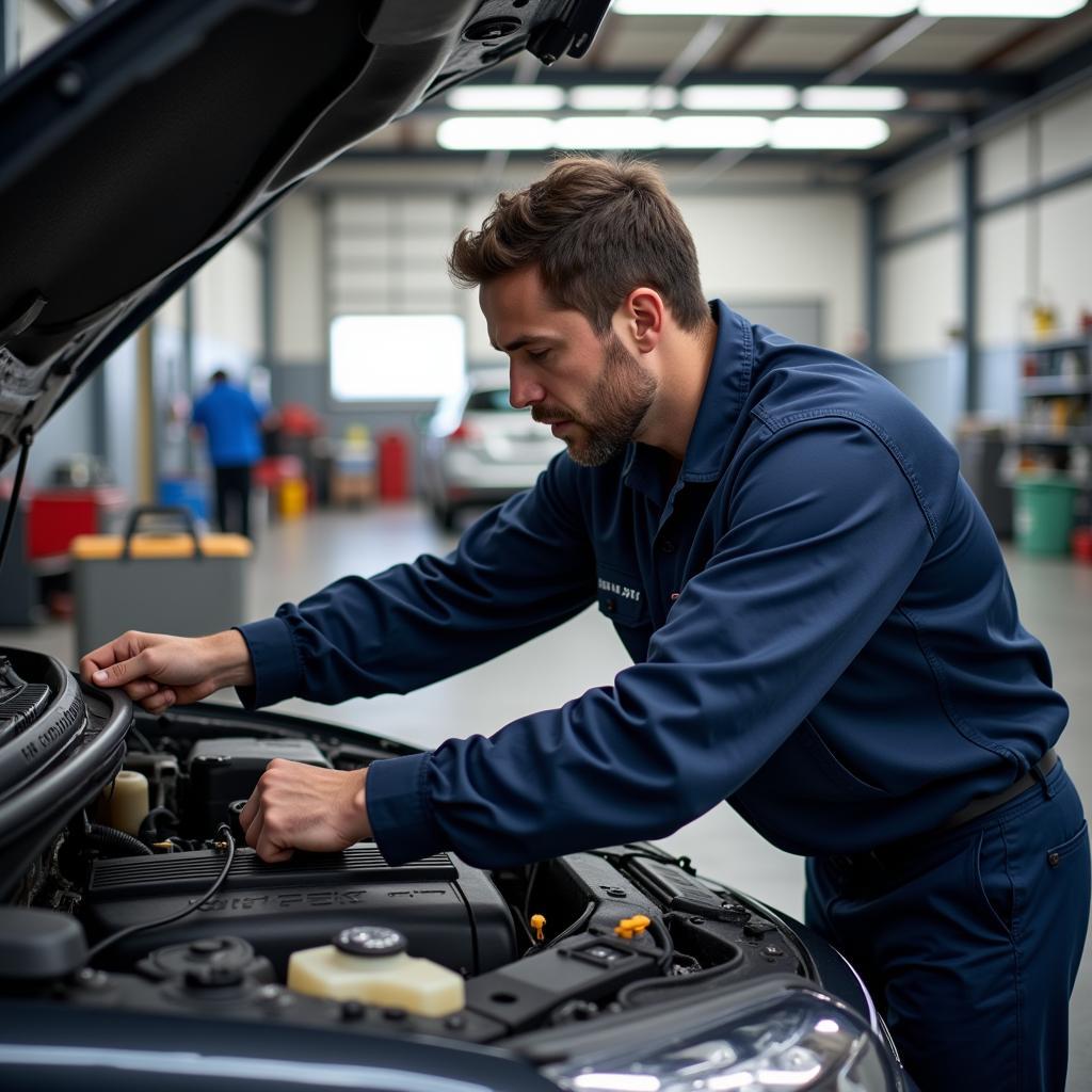 Certified Auto Mechanic Performing Vehicle Repair