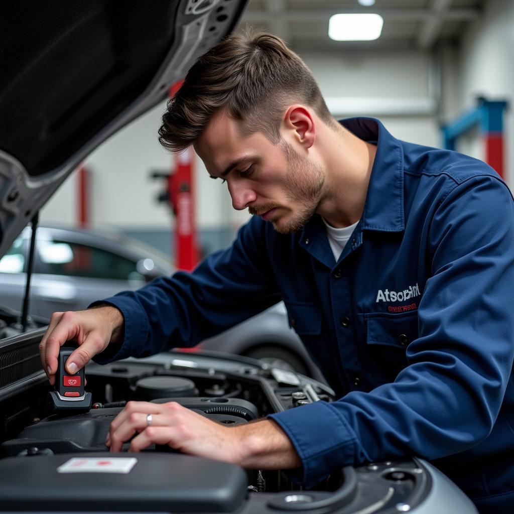 Certified Auto Technician Working on a Car