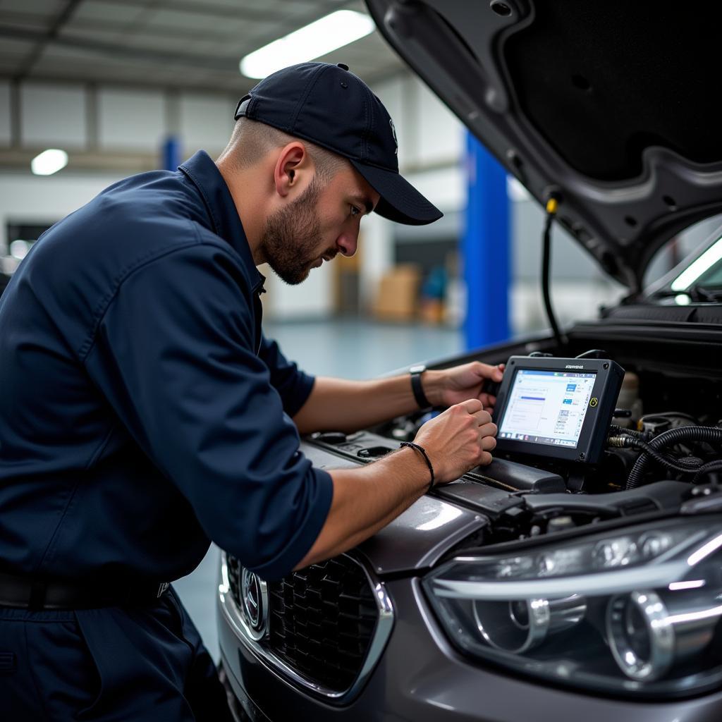 Certified Auto Technician Working on a Car