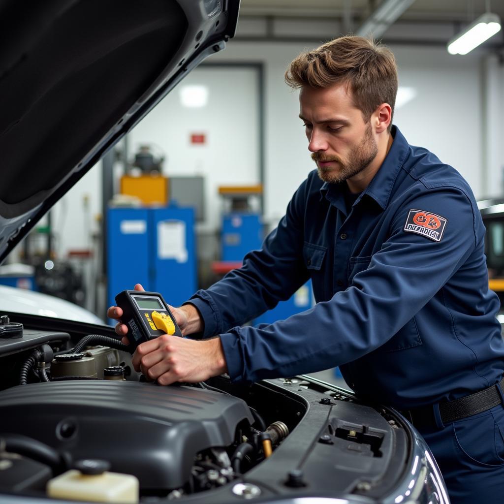 Certified Auto Technician Working on a Car