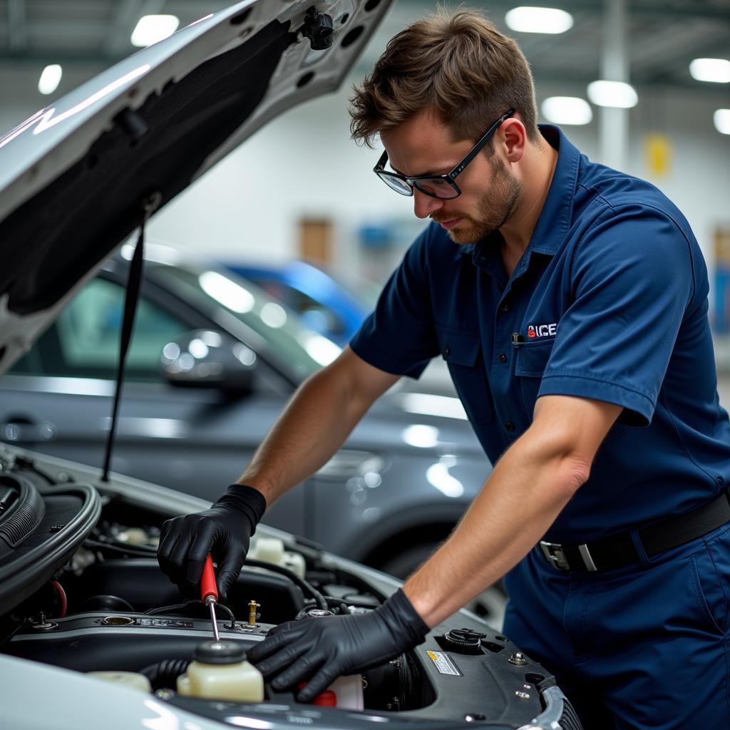 Certified Auto Technician Performing Engine Repair