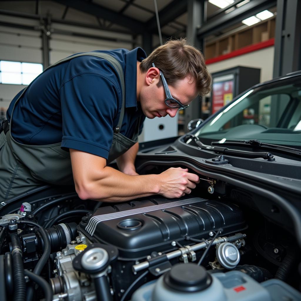 Certified European Car Mechanic Working