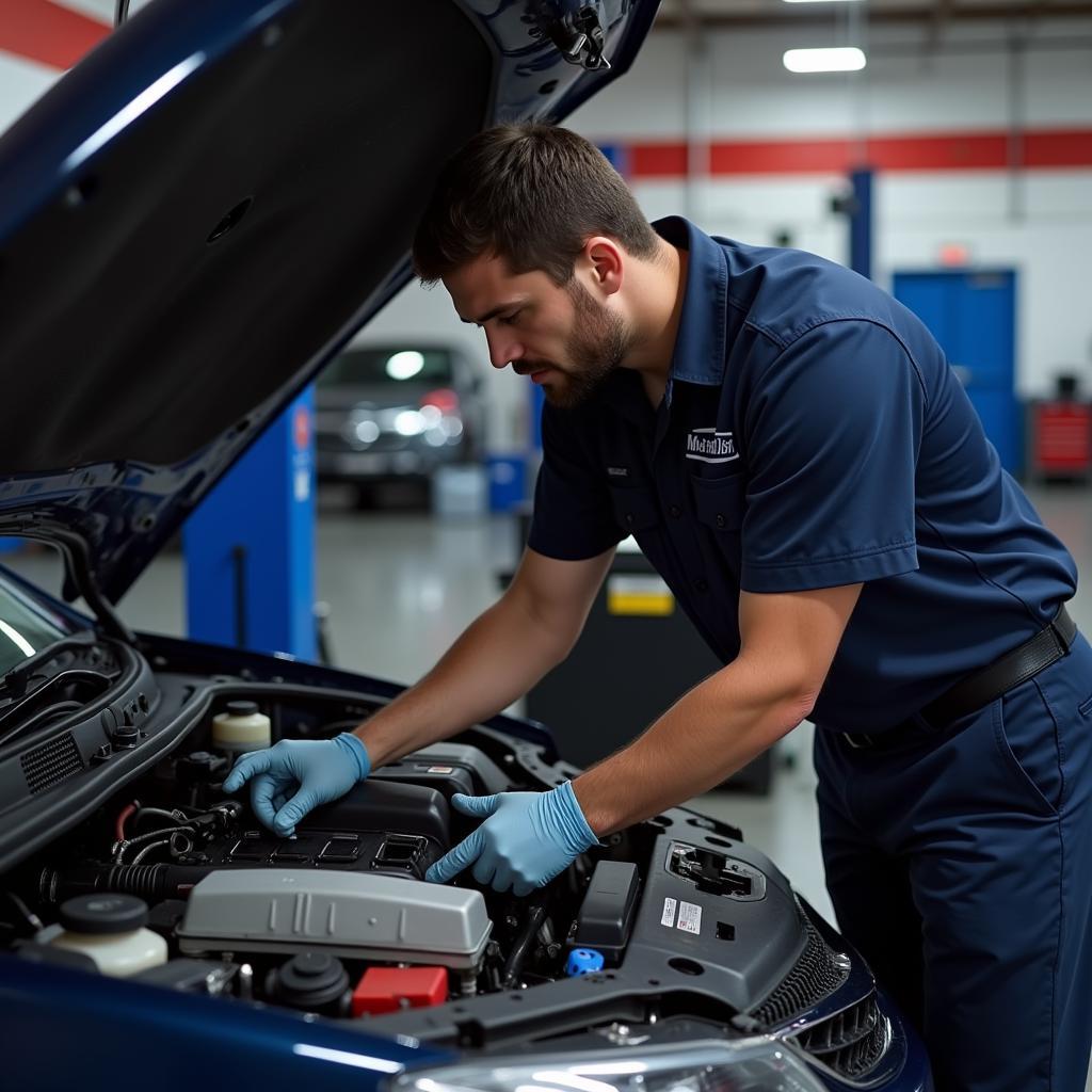 Certified mechanic working on a car in 32225