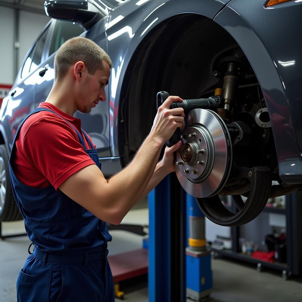 Certified Mechanic Performing Inspection in Jamison