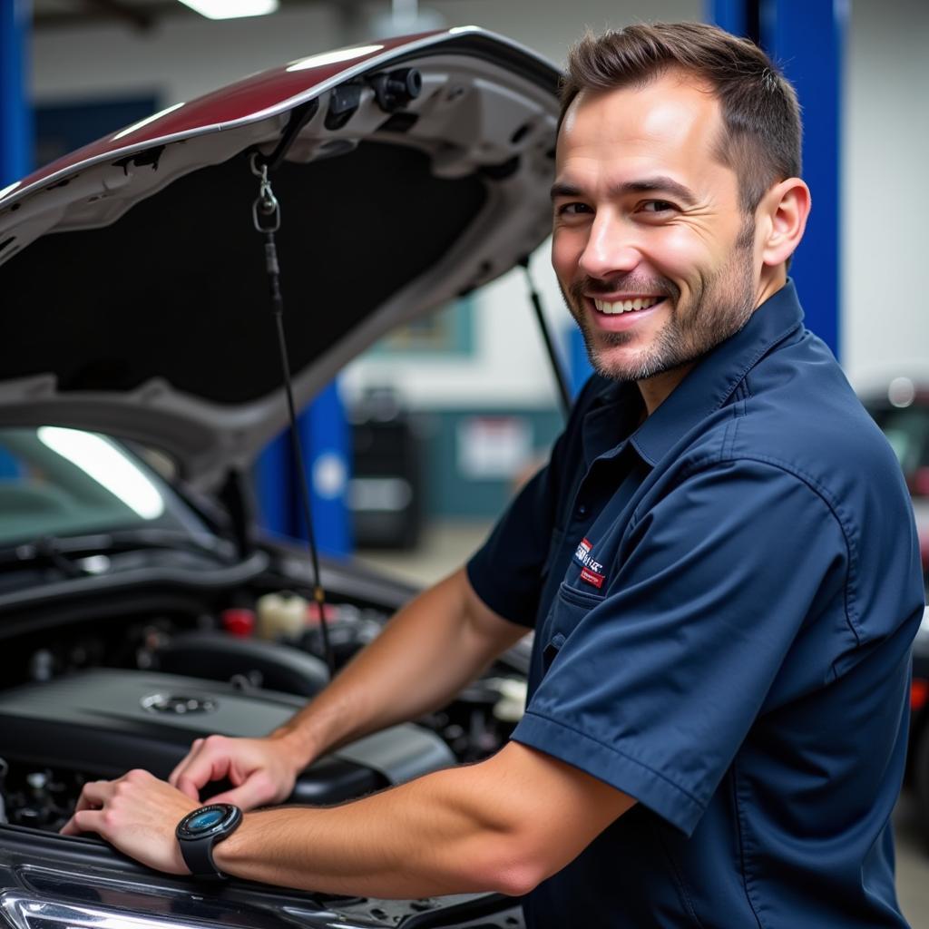 Certified Mechanic Performing Auto Service