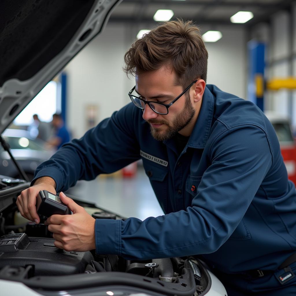 Certified Mechanic Working on a Car