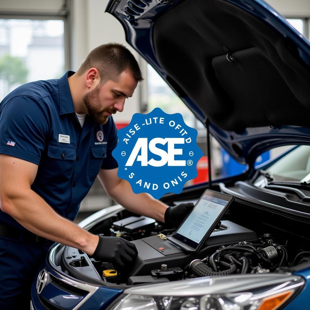 Certified Mechanic Working on a Car