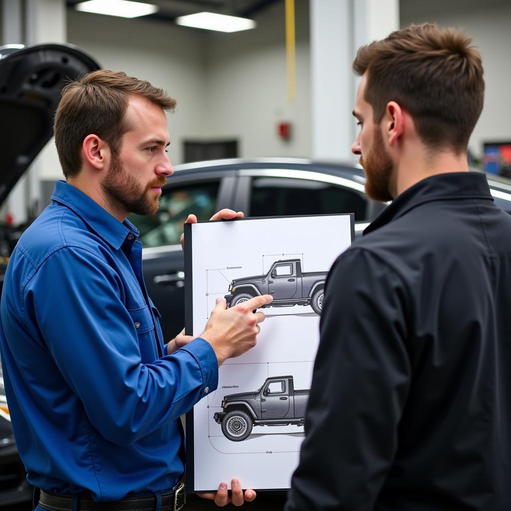 Certified Technician Explaining Car Repair to Customer