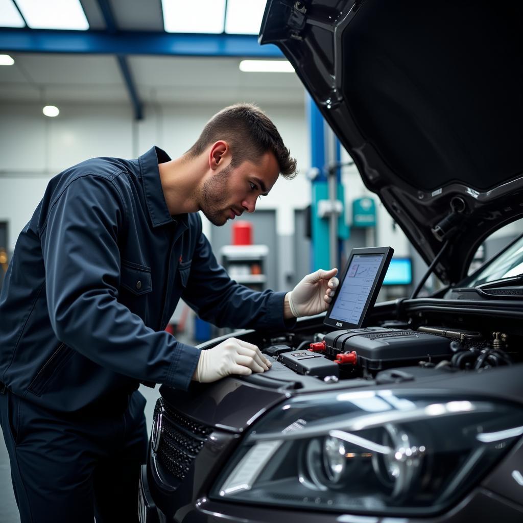 Certified Technician Performing Advance Auto Service