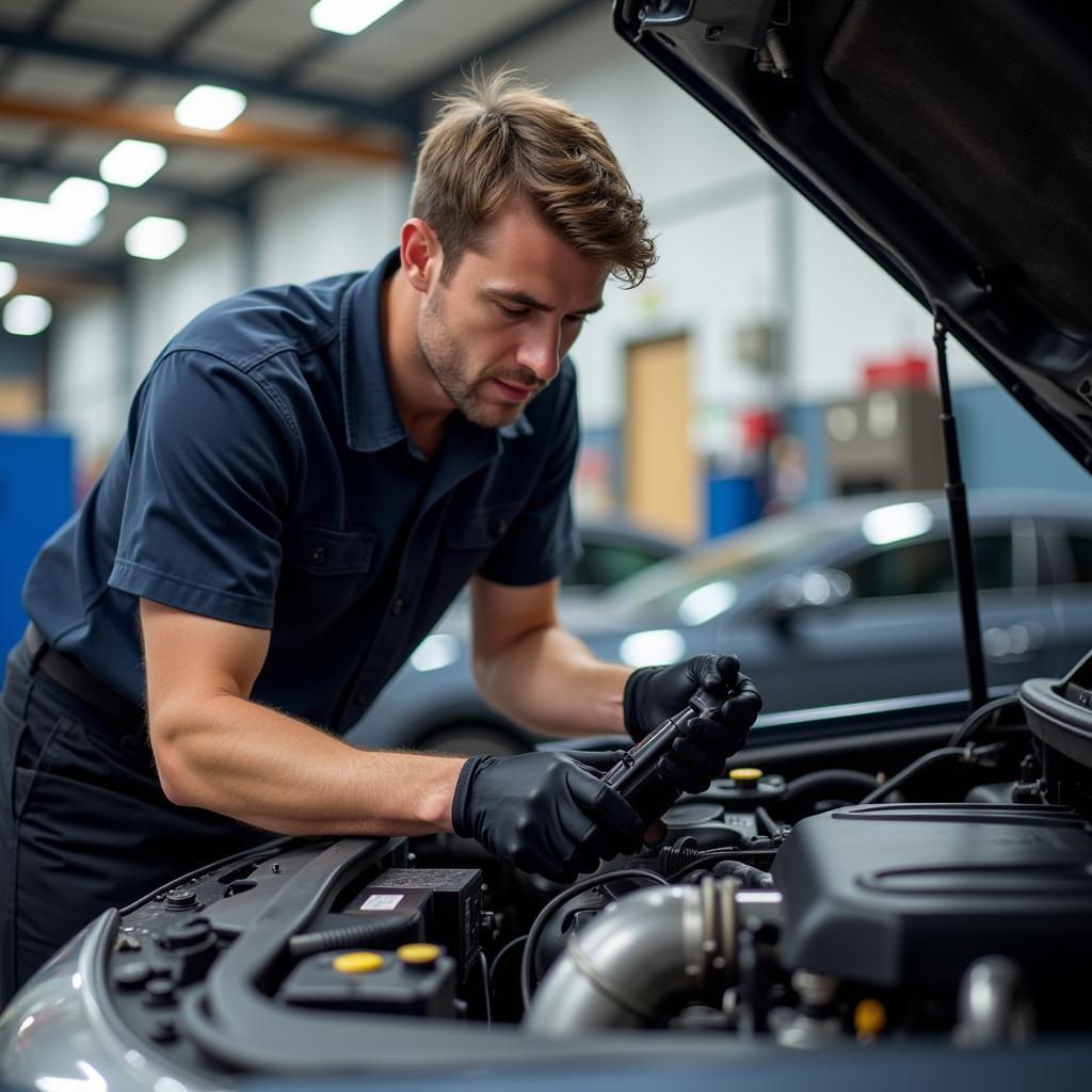 Chandler Auto Mechanic Performing Engine Diagnostics