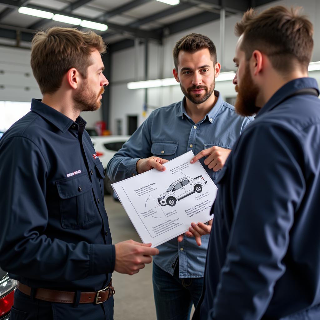 Charlotte Auto Mechanic Explaining Repairs to Customer