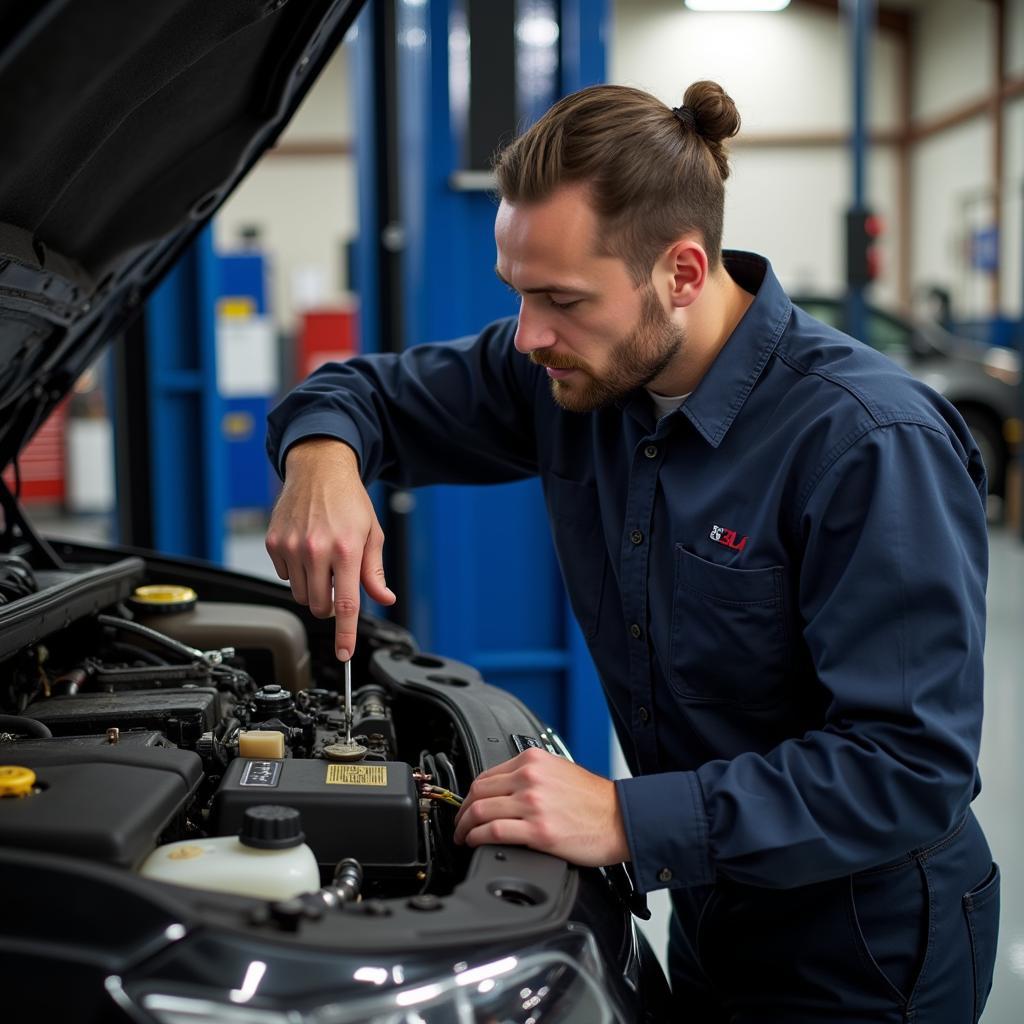 Mechanic performing car repair in Chaskas