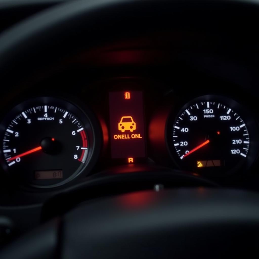 Check engine light illuminated on a car dashboard