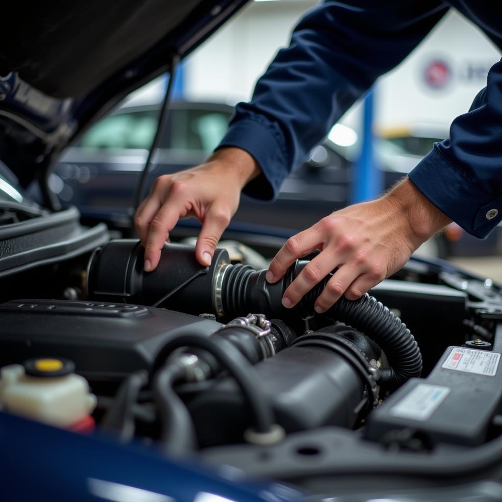 Mechanic Checking Car for Maintenance