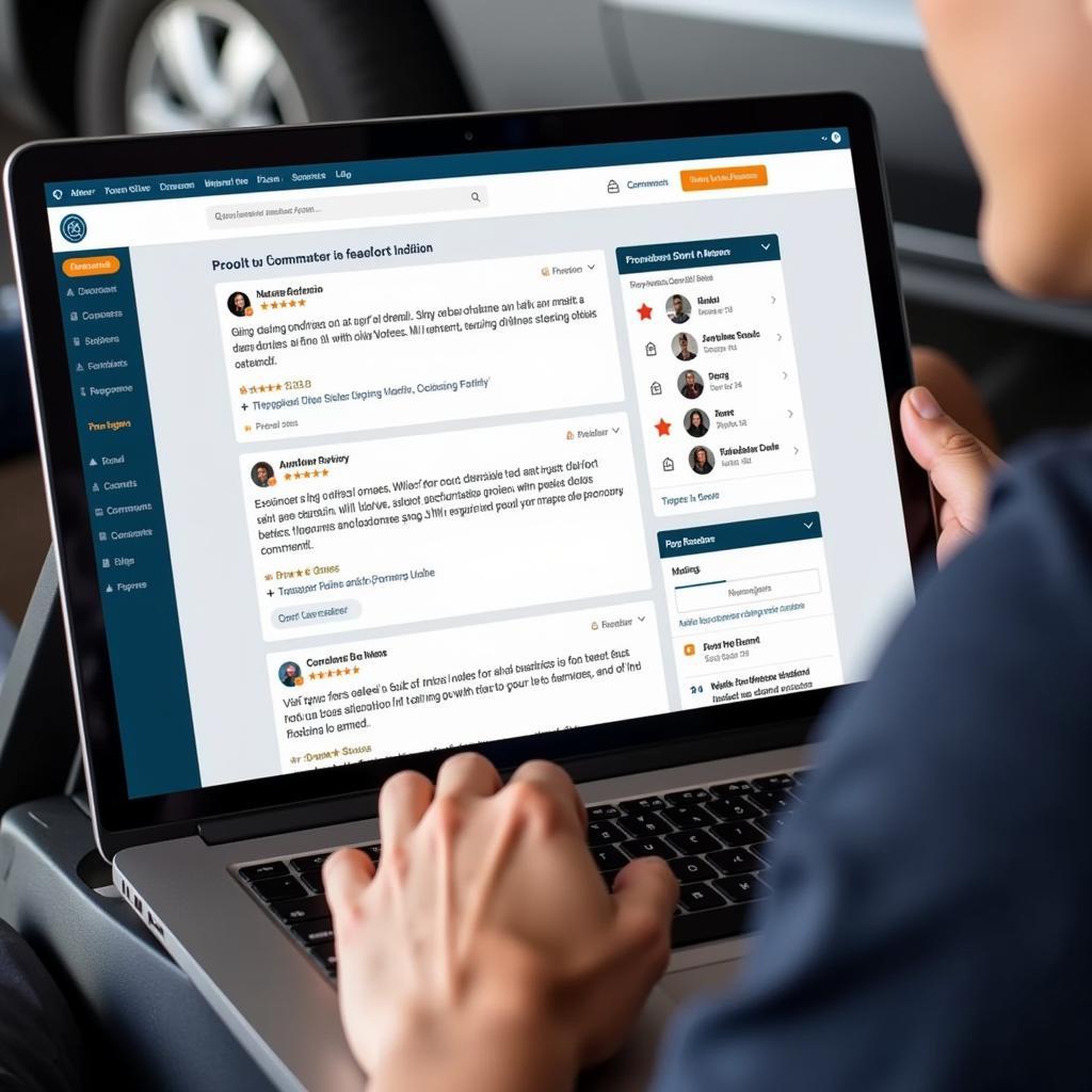 Customer Reading Online Reviews for Auto Service Providers