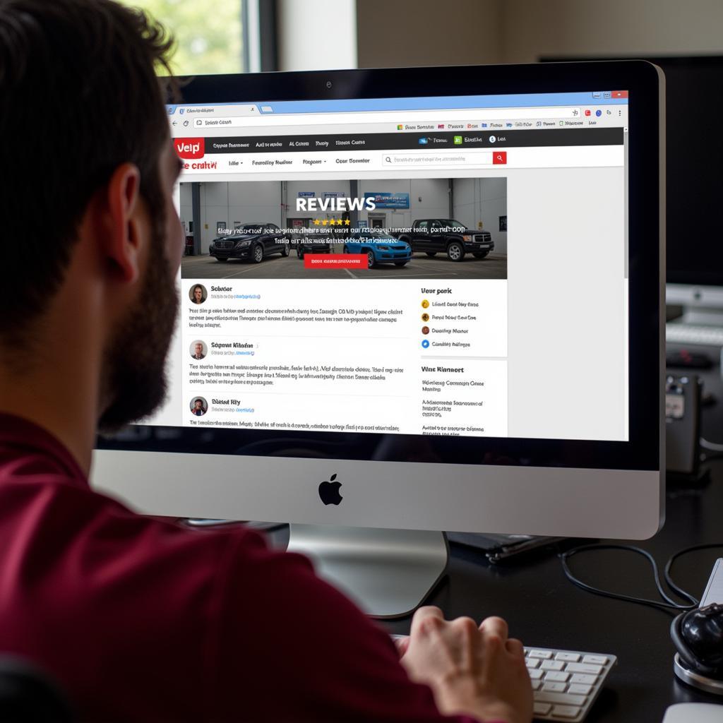 Customer Checking Online Reviews for Iowa City Auto Service Centers