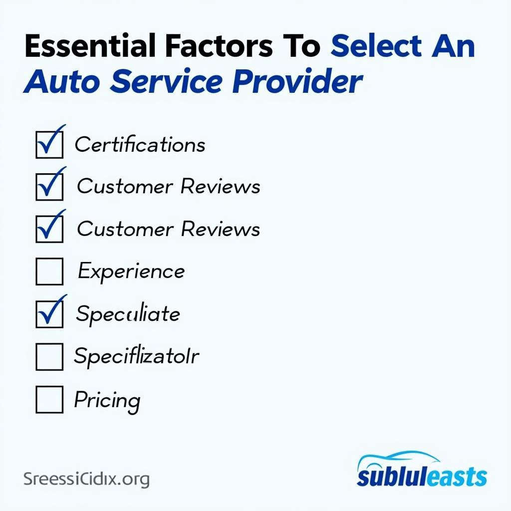 Checklist for Choosing the Right Auto Service Provider