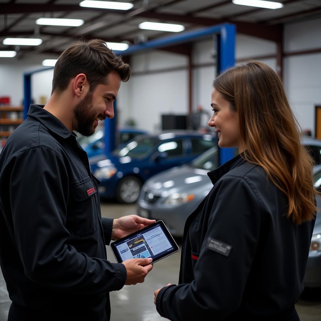 Mechanic Explaining Repair Options to Customer