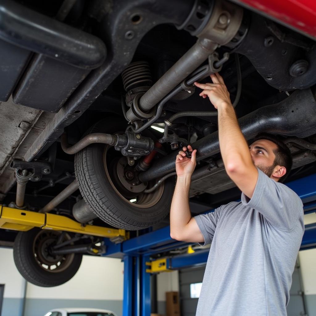 Mechanic Inspecting Classic Car Before Transport