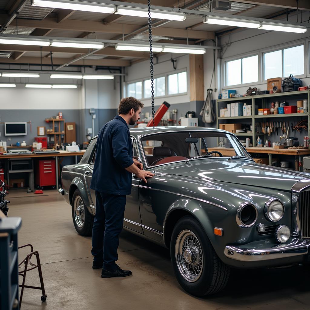 Classic Car Restoration in Progress at a Palm Springs, Florida Workshop